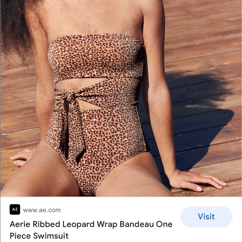 Aerie ribbed one piece swim leapard